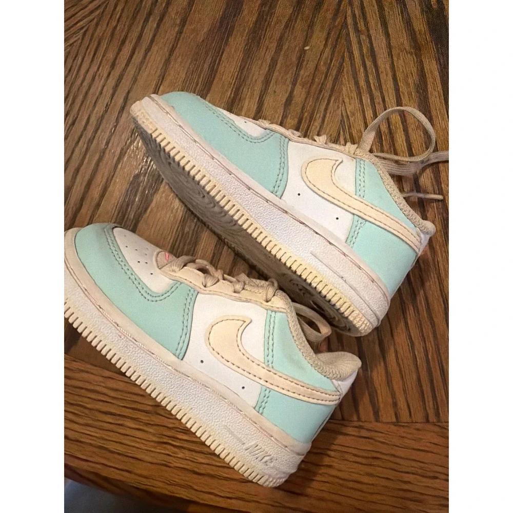 Nike Air Force 1 Low Glacier Blue White Pink Toddler Shoes FJ3486-300 Size 7C